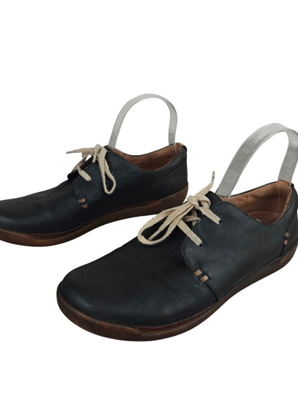 Clarks Size 9 Unstructured Haven Lace Blue Leather Comfort Sneakers Gum Sole
